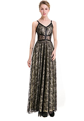 Selenaly Women Summer Long Plus Size lace Bridesmaid Dress ( Black XX-large)