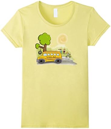Women's "Back to School" Children Bus Fun T-shirt by M2M Boutique Medium Lemon