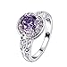 YAZILIND Temperament Silver Plated Leaves Swirl Vine Wreath Purple Cubic Zirconia Ring for Women