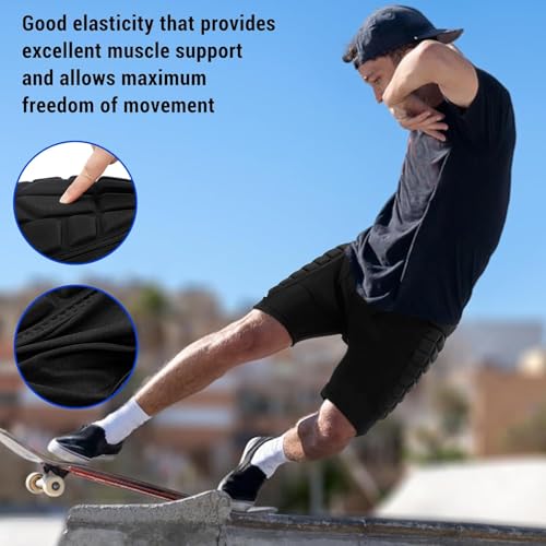 3D Protective Butt Pads for Ski, Hip Protection Pads Shorts 3D EVA with Knee Pads, Crash Pad Impact Gear for Snowboard, Ski and Skate, Protection for Tailbone, Hip, and Butt - XL Size