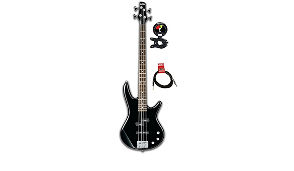 Amazon.com: Ibanez Gio SR 5 cuerdas Bajo eléctrico guitarra paquete con  clip en afinador de guitarra y instrumento Cable Bundle, Negro :  Instrumentos Musicales