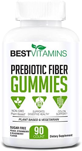 Best Prebiotic Fiber Gummies by Best Vitamins: Gluten Free Vegan Prebiotic Fiber Gummy Vitamins for Digestive Health, Gastrointestinal Support, and Maximize Stomach Flora, Sugar-Free Apple, 60 Chews