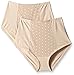 ELLEN TRACY Company Women's Underwear Classic Comfort Brief with Extra Tummy Hold 2 Pack Panties - Sunbeige, Large