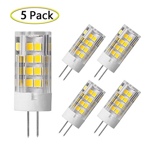 LED G4 Bulb, Bi-Pin G4 Base, AC/DC 12 Volt, 5Watt Equivalent to 40W T3 JC Type Halogen Bulb, 460 Lumens Daylight White 6000K Light Lamps, Not-Dimmable, 360°Beam Angle (5 Pack)