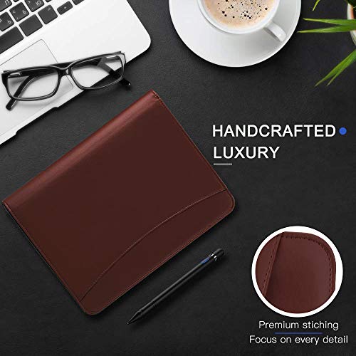 OOWOLF Padfolio/Resume Portfolio Folder, PU Leather Professional with Round Ring Binder 8.5 x 11 Inch Writing Pad Tablet Sleeve Interview Document Organizer Business Card Holder Case Zippered Closure