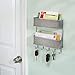 mDesign Wall Mount Metal Woven Mail Organizer Storage Basket - 2 Tiers, 6 Hooks - for Entryway, Mudroom, Hallway, Kitchen, Office - Holds Letters, Magazines, Coats, Leashes, Keys - Chrome/Light Gray