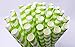 Nature's Curios 50-pack Biodegradable 0.5 inch (12mm) wide Paper Drinking Straws - Green Stripe - Bulk Jumbo Paper Straws for Juices, Shakes, Smoothies, Bubble Boba Tea, Party Supplies and Decorations