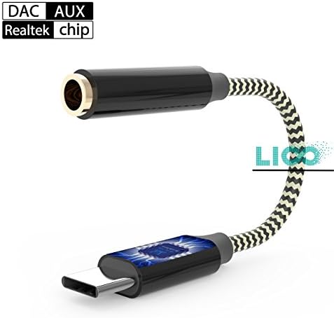 Pixel 2/2XL USB C Audio Adapter Cable, Liootech Type C to 3.5mm Headphone with DAC Chip to 3.5 Female Stereo Aux Jack Connector for Moto Z, HTC U11, Samsung Note 8, S8, LeEco Le S3/2 Pro and More