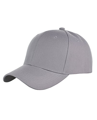 NYFASHION101 Unisex Plain Adjustable Hook and Loop Baseball Cap VEL100, Light Gray