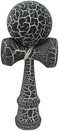 Kendama Wood Toy - Extra String and Bead - Awesome Black & White Crackle Design Paint - Pro Mode