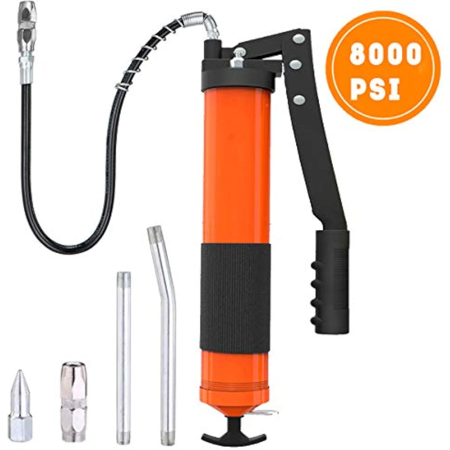Grease Gun, Heavy Duty Pistol Grip Grease Gun with 18 Inch Flex Hose