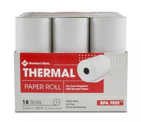 MEMBER’S MARK THERMAL RECEIPT PAPER ROLLS, 3 1/8″...