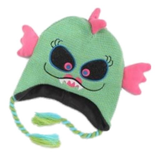 My Halloween Girls Green Monster Trapper Hat Peruvian Beanie Sea Monster