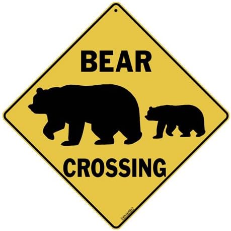 CROSSWALKS Bear Silhouette Crossing 12" X 12" Aluminum Sign (X210)