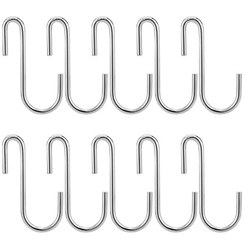 HiGift 30 Pack Stainless Steel S Hooks Pot Rack Hooks for Wire Shelving Unit Metal Shelves Hooks Accessories Hanging Pots Pans Spoons