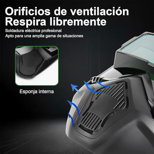 TGEXYI Careta para Soldar, Careta Electronica para Soldar, Desmontable Facial Soldadura conOscurecimiento Autom Tico, Bloquea la Radiación UV, Aislamiento Térmico, Viene con 20 HojasProtectoras