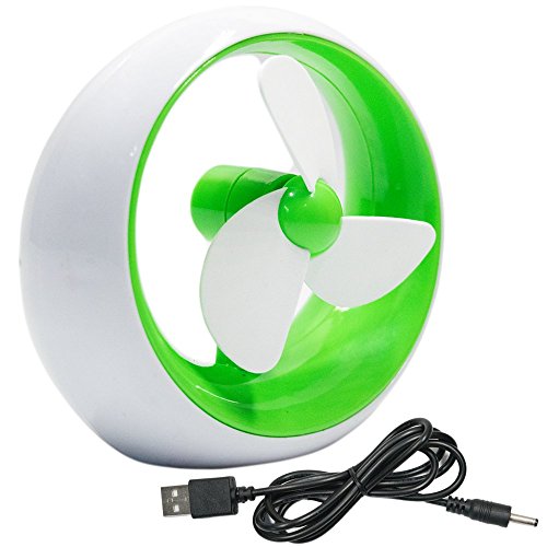 TukTek Green USB Desk Fan with Soft Foam Blades Personal Computer Accessory Mini USB Desk Fan for Home & Office (Green)