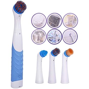 Super Sonic Scrubber Electric Cleaning Brush With Household All Purpose 4 Brush Heads Water Resistant