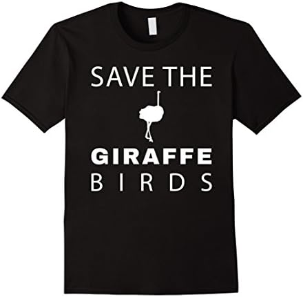 Men's Save the Giraffe Birds - funny Ostrich T-Shirt XL Black