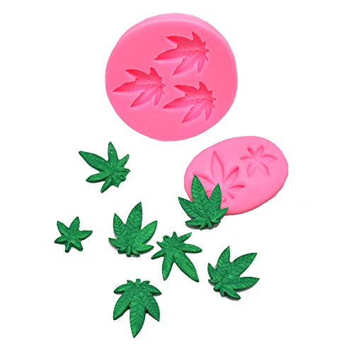 Fewo 2 Pack Marijuana Leaf Chocolate Candy Molds Maple Leaf Silicone Molds for Edible Jello Gummy Butter Fat Bomb Baking Cake Cookie Brownies Making Mini Soap Crayon Melts