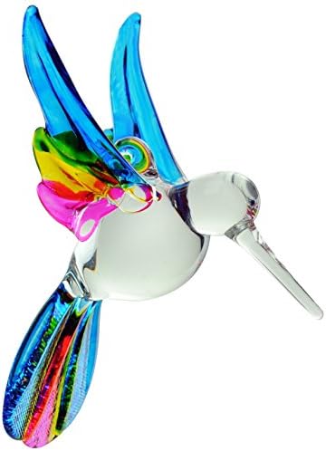 Crystal Castle Glass Hanging Hummingbird Figurine Multi Color (Blue)