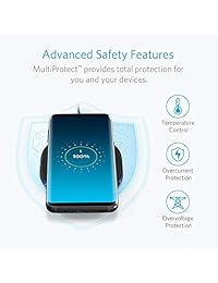 Anker PowerPort Cargador Qi inalámbrica rápida 10 Wireless de carga Pad para Samsung Galaxy S7 S6 Edge Plus, Note 5 4, LG, Nexus, HTC y Más