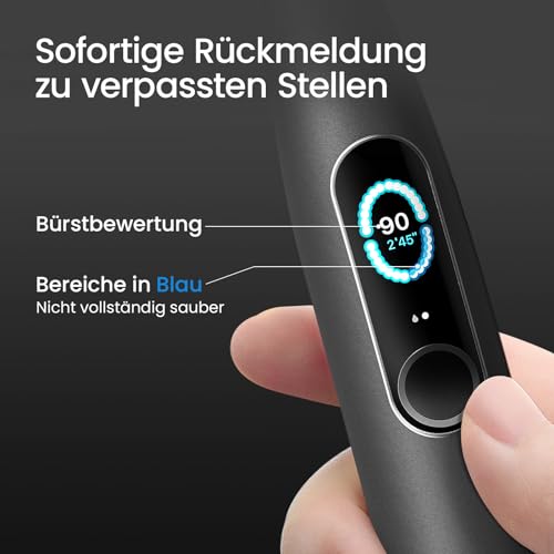 Oclean Elektrische Zahnbürste X Series Pro Elite Gift Set mit 7 Bürstenköpfe & Wandhalterung & Reiseetui, Schallzahnbürste mit Touchscreen, Sonic Electric Toothbrush mit Timer,Tiefschwarz thumbnail 2