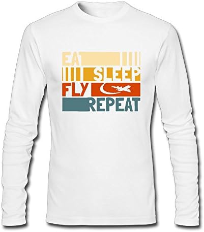 Men's Eat Sleep Fly repeat Autumn Long Sleeve T Shirt Crew Neck Tees
