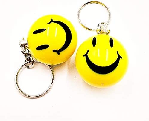 ARUNDEL SERVICES EU 2 x Yellow Sour Face Old School Emoji Happy Billiard Ball .8 Sports Mini Pool Ball Music House 90s Friends Party Keychain