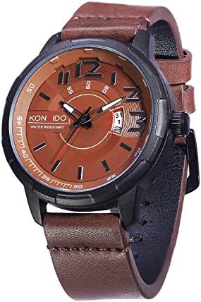 Men's Wrist Watch Analog Quartz Movement Watch Leather Band Calendar Date Window Male Waterproof Military Watches Casual Business Sports Fashion