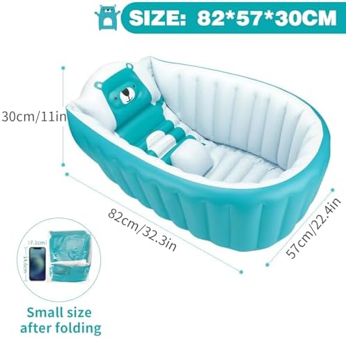 Bañera para bebés de 0 a 36 meses, inflable plegable antideslizante suave bañera bebé niños recién nacidos, bañera portátil para bebés plegable para niños pequeños - azul