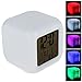 Alarm Clock Smartech 7 LED Color Changing Glow Morning Wake Up Bedroom Digital Alarm Clock with Data and Termometer Colcok with Data and Temperature Display (Changable Color)