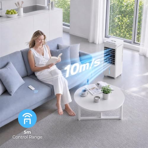 Portable Air Conditioner, 12 Speeds, Wide Oscillation, XL Water Tank, 8 Ice Packs, Evaporative Air Cooler, Swamp Cooler Air Conditioner Portable, Personal Air Conditioner Air Cooler for Room Bedroom