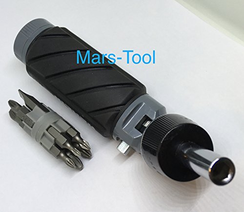 10 in 1 Impact Multibit ADJUSTABLE ANGLE RATCHETING SCREWDRIVER SET Power Torque Grade Reversible Ratchet NONSLIP Big Rubber Handle Grip for Oily Hand Work Compact Portable Multi Bit Phillips Hex Torx - Thumbnail 7
