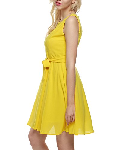 Zeagoo Damen Chiffonkleid Brautjungfernkleid Partykleid Hochzeit Kleider Festkleid mit Gürtel Einfarbig – Bild 4