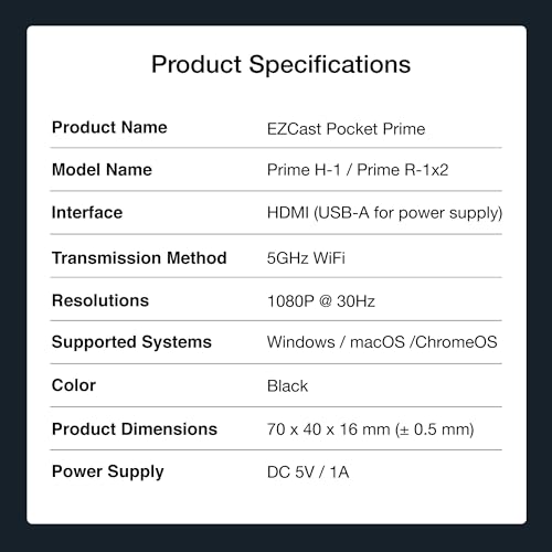 EZCast Pocket Prime Wireless HDMI – 1 transmisor y 2 receptores | Plug & Play, Wi-Fi 5GHz, extensor HDMI portátil para laptop, TV, proyector y gaming – rango de 80 m, salida 1080P