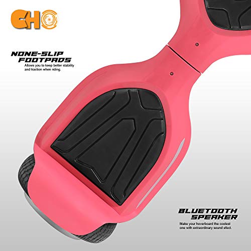 CHO 6.5" inch Wheels Electric Smart Self Balancing Scooter Hoverboard with Bluetooth Speaker LED Light - UL2272 Certified (Pink)