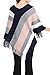 Viottis Women's Tassel V-Neck Striped Knitted Poncho Top Pullover Sweater Cape
