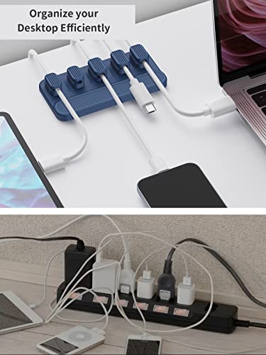SUNTAIHO Cable Management,Magnetic Cable Holder,Desktop Multipurpose Cable Organizer,3 Different Sizes Magnetic Clips for Lightning Cables, USB C Cable,Audio Cable,Computer Cable,etc(Blue)