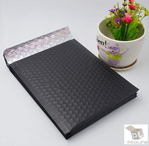 ProLine Matte Metallic Black Bubble Padded Mailers 6x10 Inch Self Seal Padded Envelopes (25)