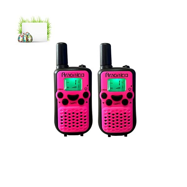 Amanico-Pink-Kids-Walkie-Talkies-Kinds-of-Channel-FRSGMRS-2-Way-Radio-2-miles-up-to-37-Miles-UHF-Handheld-41-In-Length-for-Children-kids-Child-Boys-Girls-Teens-1-Pair-Pink