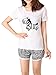 VENTELAN Women's Cute Zebra Sleepwear Short Sleeve Pajamas Casual Summer Nighty, White, Large(USA Size:12-14)