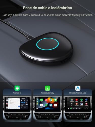 Wireless Android Auto CarPlay Adapter, AI Box CarPlay Android Wireless Auto with Built-in 4GB+64GB, 4G/WLAN/BT Dual/USB, GPS, AI, MicroSD, OTA, Split Screen, CB6C