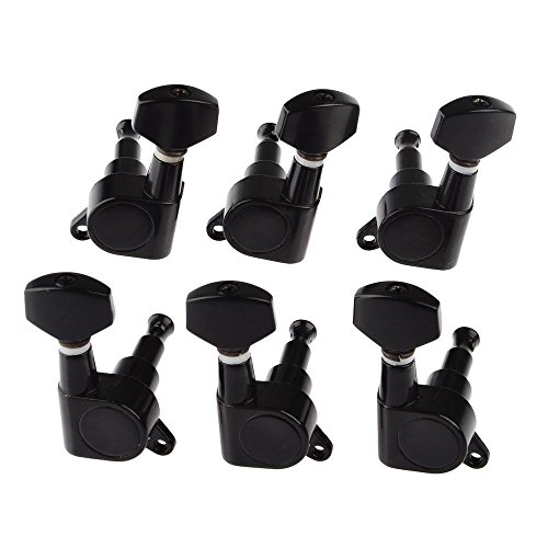 Tuning Machine Heads, YIFAN Guitar tuning Pegs Parts 6pcs 3R3L Acoustic Guitar Tuning Pegs Machine Head Tuners Volume Knob Black - Thumbnail 4