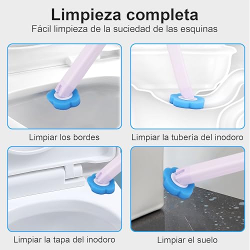 Escobilla para Inodoro Desechable, Juego De 30 Cepillo De Inodoro, con 30pcs Toilet Wand Refills, Ganchos y Caja De Almacenamiento, Mango Largo, Diseño Deslizante, Ideal Cepillo Limpieza para Bano WC