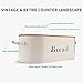 SveBake Bread Box for Kitchen Counter Vintage & Retro Metal Bread Bin with Bamboo Lid and Handle, Cream (Included a Free PDF Baking E-BOOK)