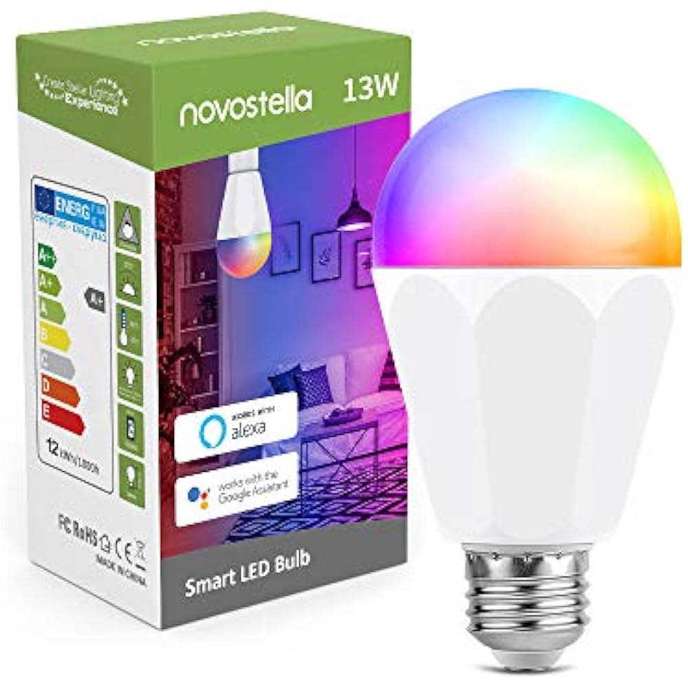 Novostella 13W 1300LM Smart LED Light Bulbs, WiFi RGBCW ...