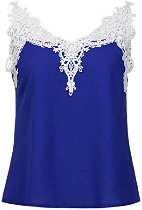Limsea Hot Sale! Women Chiffon Lace Patchwork Vest Sleeveless Open Back Blouse Tank Tops Blouse (M(US:6), Blue)