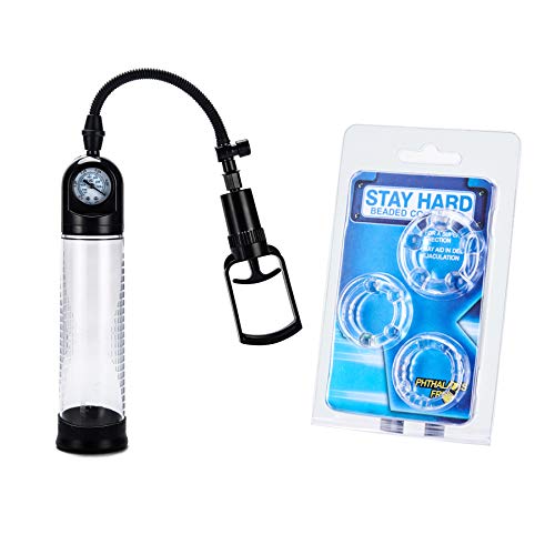 Y-NOT Male Vacuum Penis Pump Air Enlarger Extender Male Erection Enhancement Power Pump with Cock Rings Men's Sex Toy