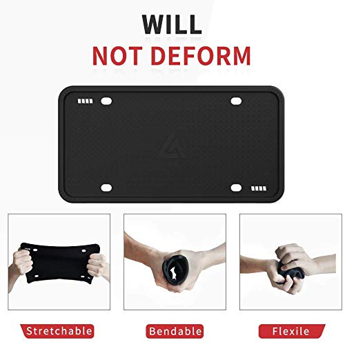 Aujen Silicone License Plate Frame, 2 PCS License Plate Holder, Universal American Auto Black License Plate Frame Rust-Proof, Rattle-Proof, Weather-Proof - Thumbnail 3